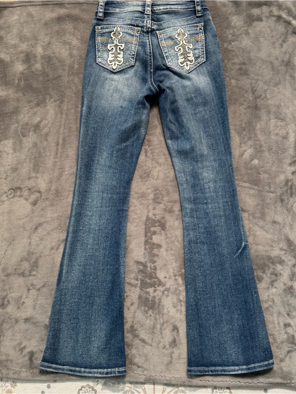 Embellished Light Blue Boot Cut Jeans for Women